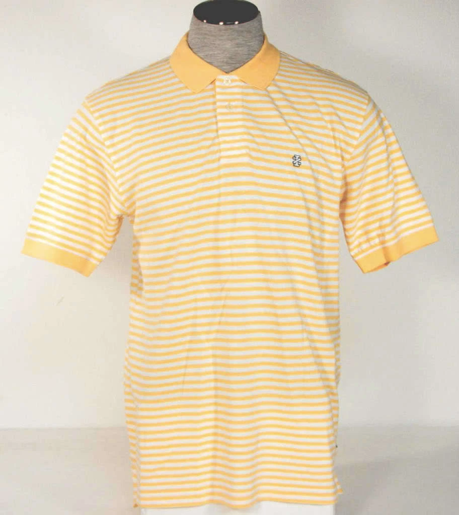 Izod Short Sleeve Yellow & White Stripe Polo Shirt Men's NWT
