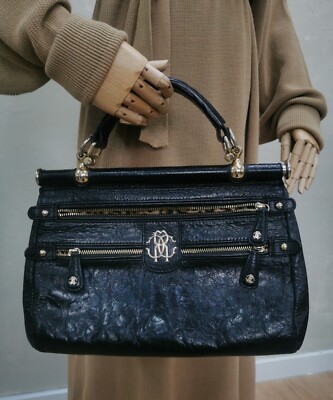 Authentic Roberto Cavalli Top Handle Bag Deerskin