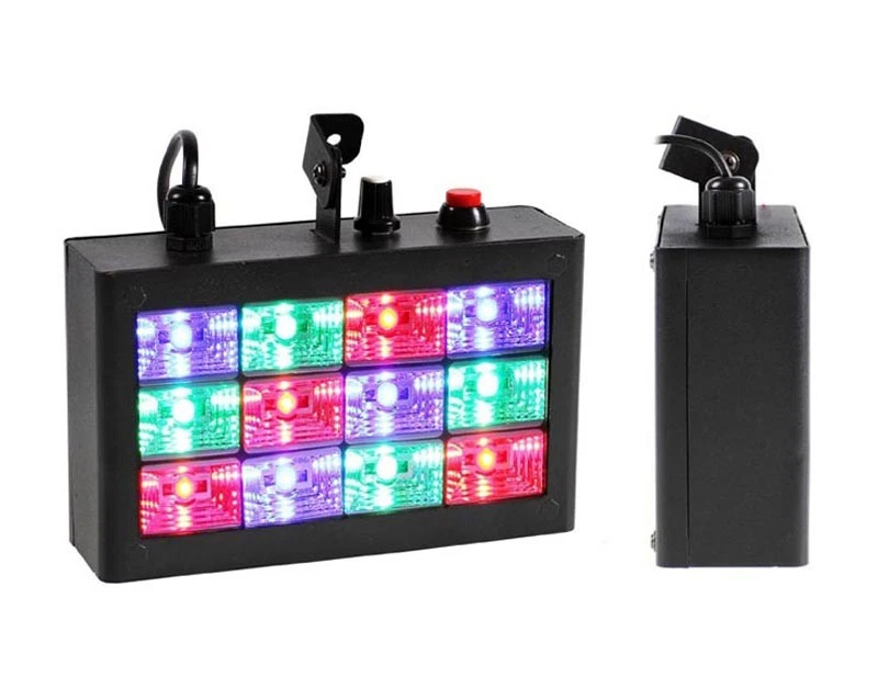 Faro 12 led rgb faretto luci effetti strobo da discoteca lampada stroboscopica - Immagine 2 di 2