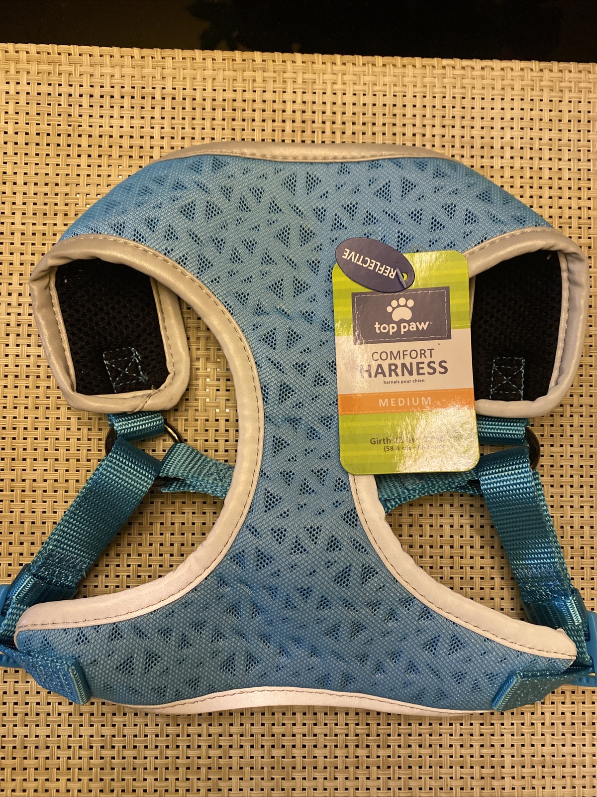Top Paw Comfort Harness Blue Geometric Design Reflective S, M, L