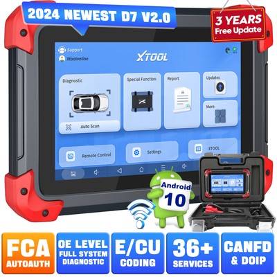 XTOOL D7 OBD2 Auto Scan Tool Bidirectional FCA AutoAuth CAN FD DoIP 36 Services