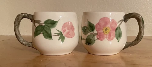 Franciscan Desert Rose 2 Small Mugs 2 7/8" Made in England EUC