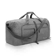  Travel Duffle Bag for Men - Foldable Duffel Bag with Shoes 65L Grey