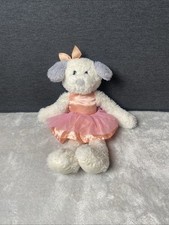 Kellytoy Dog Plush Cream Puppy Gray Ear Nose Bow Tutu 15" Stuffed Toy Pet Lovey