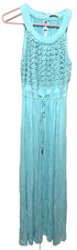 Calvin Klein Womens M Robins Egg Blue Maxi Sundress Sleeveless Dress