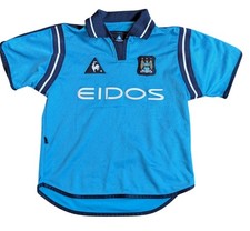 Le Coq Sportiff Manchester City Vintage Home Shirt 2000/01 Youth 4-6 See Measure