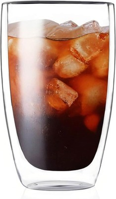 17oz Double Wall Glass Coffee Mugs, Insulated Coffee Mug, Clear
