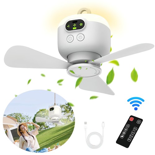 USB Camping Zelt Fan Deckenventilator Mit Fernbedienung Led Campingventilator - Bild 16 von 19