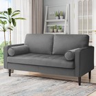 2 Seater Velvet Fabric Loveseat Sofa with Bolster Pillows Modern Couch Settee UK