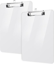 2 Pack Plastic Clipboards, A4 Acrylic Clear Board 8.5x11 for Classroom,