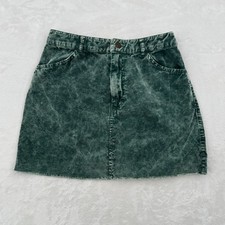 Forever 21 Washed Corduroy Green Mini Skirt Sz Small 100 Cotton 90s Retro Indie