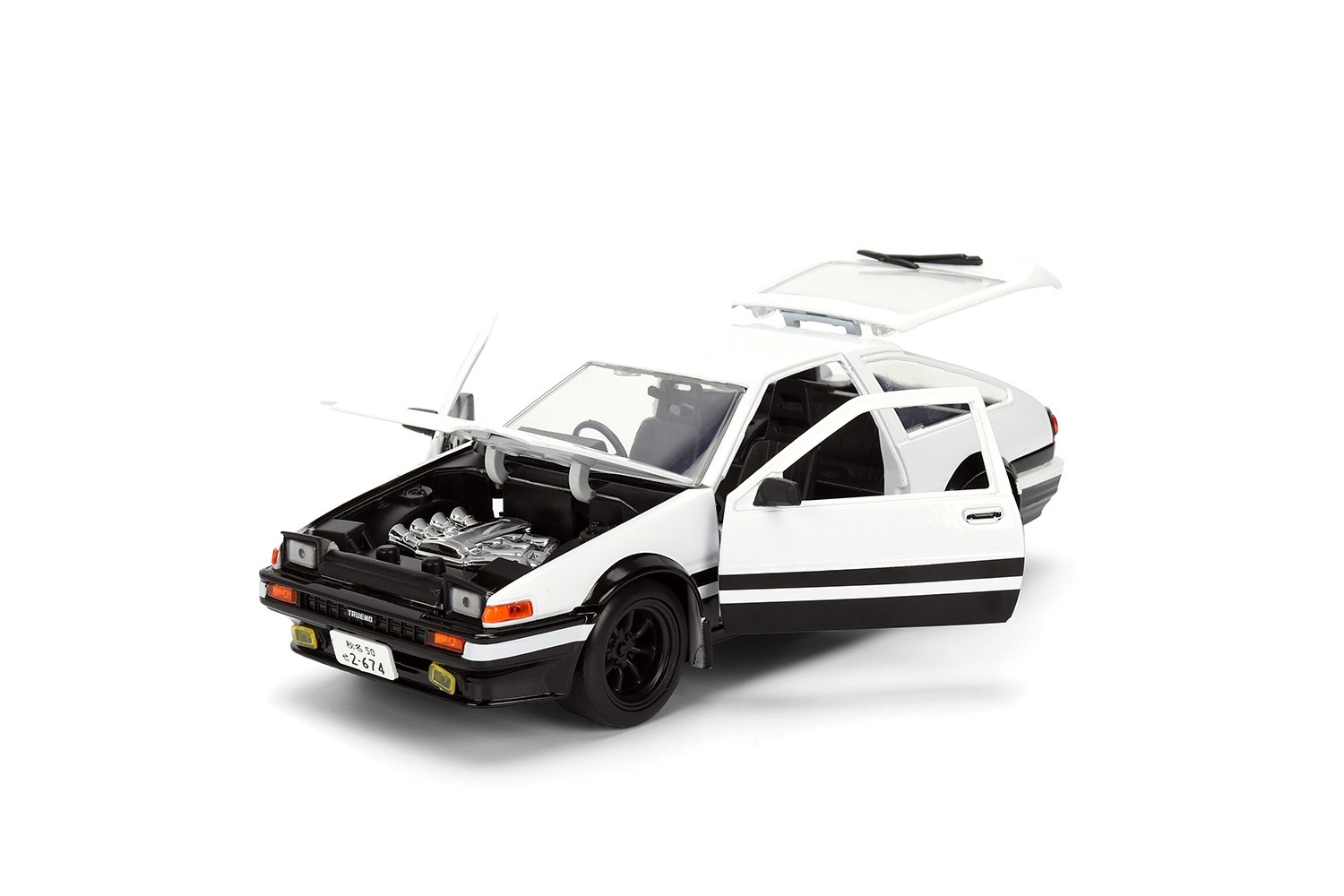 JADA INITIAL D TOYOTA TRUENO AE86 1/24 with TAKUMI FIGURE BLACK / WHITE 34501