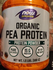 Now Sports, Organic Pea Protein Powder, Pure Unflavored, 1.5 lbs (680 g)