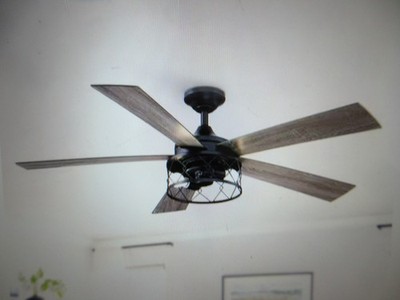 Matrix Decor 52 in. Farmhouse Indoor Black LED Ceiling Fan with Remote & Light