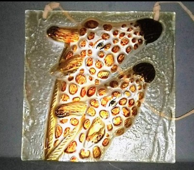Reverse Painted Glass 3D Giraffe Suncatcher Multicolor Animal Print Decorative