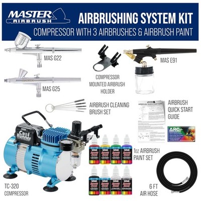 Professional Multi-Purpose Airbrush System with 3 Brushes