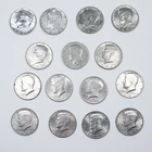 $7 Face Value - Lot of 14 - 40% Silver Kennedy Half Dollars 1965-1989