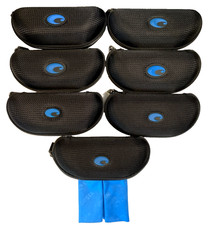 Costa Del Mar Sunglasses Hard Case Clamshell Zip Black Blue Logo LOT OF 7