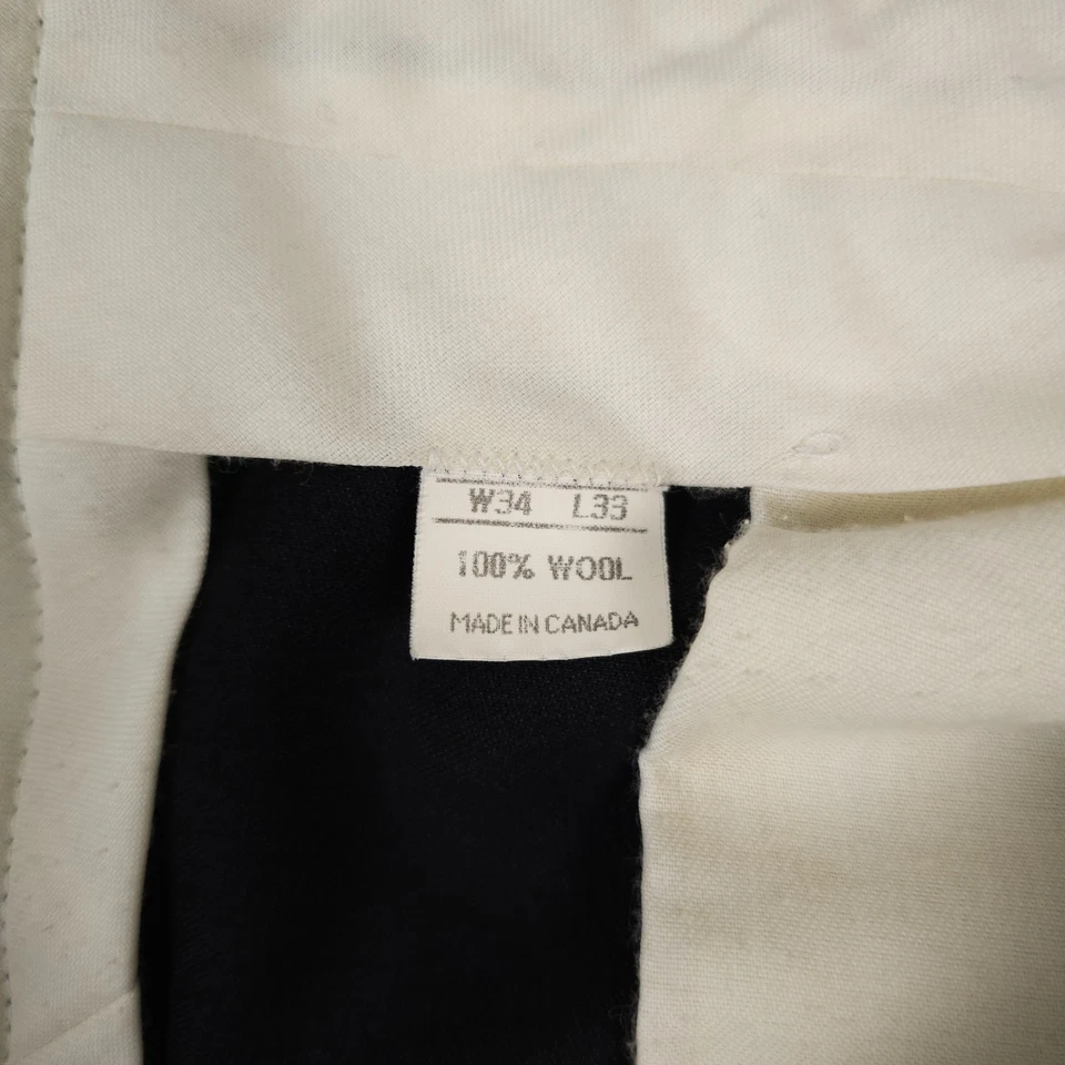 VTG Brooks Brothers 346 Pants Mens 34x32* Black Wool Flat Front Trousers Canada - Image 4 of 4
