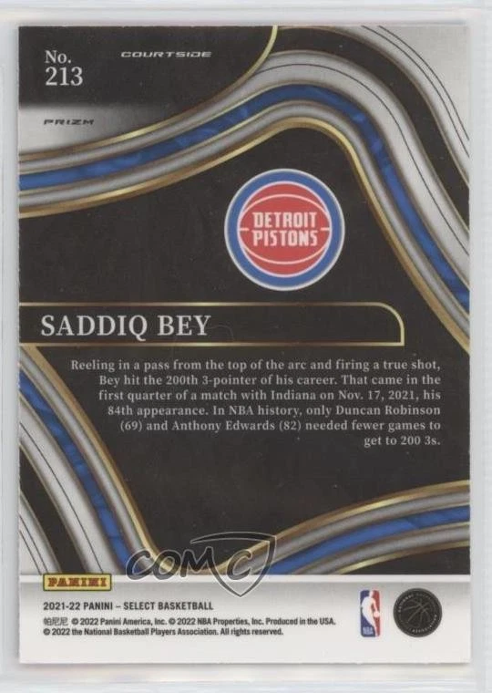 2021-22 Panini Select Courtside Cosmic Prizm Saddiq Bey #213 - Image 2 of 2