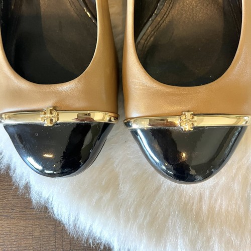 Tory Burch Two-tone Tan and Black Wedge shoes size 9 - Picture 2 of 5