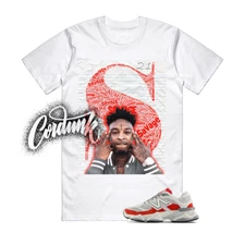 9060 White Red Grey T Shirt Match 21