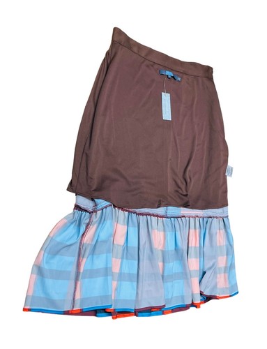 Brand New Eva Franco Anthropologie Flounced Midi Skirt Plaid US 8 PETITE 8P - Picture 12 of 13