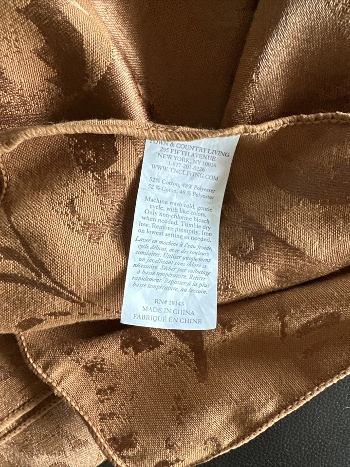 Town & Country Living Otoño Otoño Rollo Damasco 58x116 Mantel Cobre Bronce Foto 4 de 4