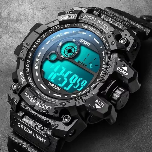 Orologio sportivo uomo LED G-Shock stile militare tattico impermeabile - Foto 2 di 7