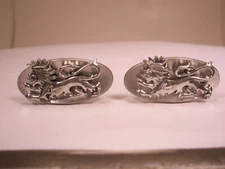 Crowned Rampant Lions Silver Tone Quality Vintage SWANK Cuff Links animal