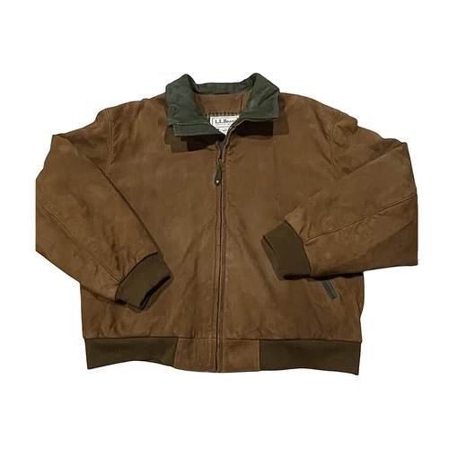 Vintage 1990's LL Bean Suede Leather  Bomber Jacket XL Thinsulate Liner READ
