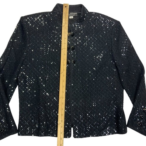 St. John Evening Blazer Women 14 Black Beaded Embellishment Luxury Classy Jacket - Picture 13 of 20