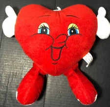 SMILEY RED HEART HUGFUN STUFFED VALENTINE LOVERS GIFT PLUSH TOY STITCHED EYES
