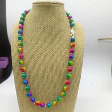 Necklace 10mm Multicolor Shell Pearl Round Beads 18"Christmas Gift Girl Birthday