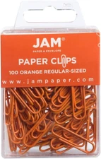 Colorful Standard Paper Clips - Regular 1 Inch - Orange Paperclips - 100/Pack