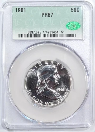 1961 Proof Franklin Half Dollar CACG PR 67 CAC Grading