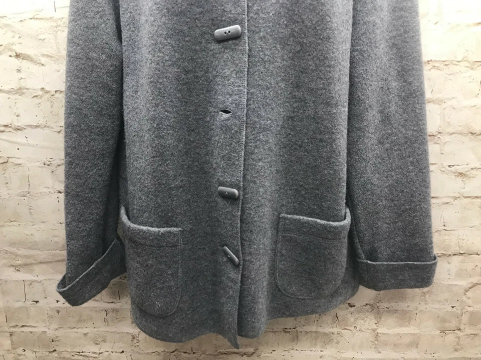 Chaqueta suéter gris cuello botón delantero talla grande cárdigan Foto 3 de 4