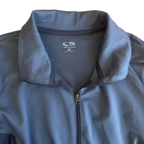 Champion men's zip up lightweight jacket long sleeve gray on gray pockets - Picture 3 of 9
