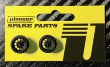 Pioneer WH202962 Black Vector Turbine Front Wheels (2 Pack) 1/32 Slot Car