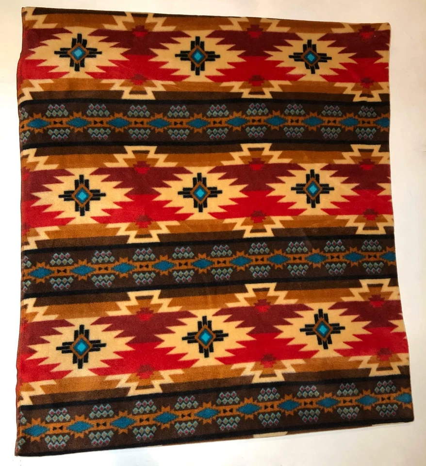 Manta de cama ZooFleece naranja suroeste azteca tribal América 60X60"  Foto 2 de 4