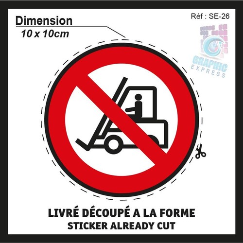 INTERDIT VEHICULE MANUTENTION - 10x10cm - STICKERS AUTOCOLLANT ADHESIF - SE-26 - Picture 1 of 1