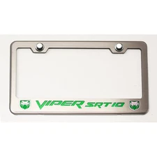 Plate Frame w/Green Carbon Fiber "Viper SRT 10" Inlay&Fangs for 2003-2007 Viper