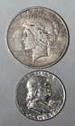 90% CULL Constitutional Silver Peace Dollar And Franklin Half Dollar