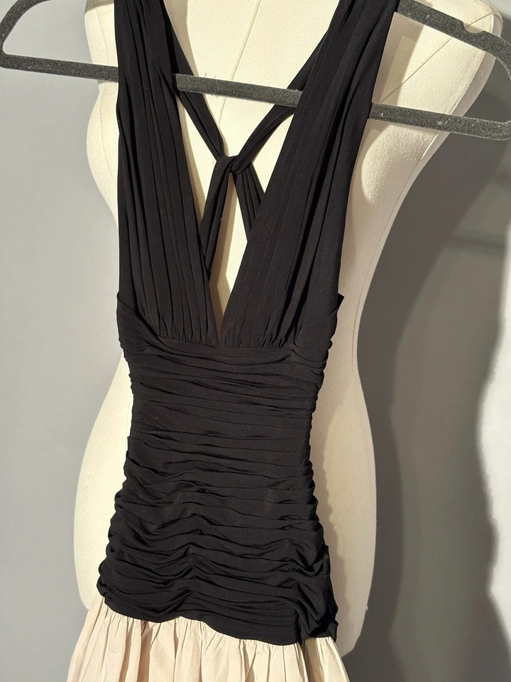 Vintage Style BCBG Women’s XS Two Tone Dress Black White No Sleeve - Image 3 of 4