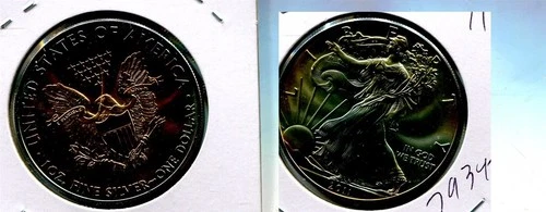 2011 AMERICAN SILVER EAGLE 1 OUNCE SILVER COIN CHOICE BU CRAZY TONED 7934T
