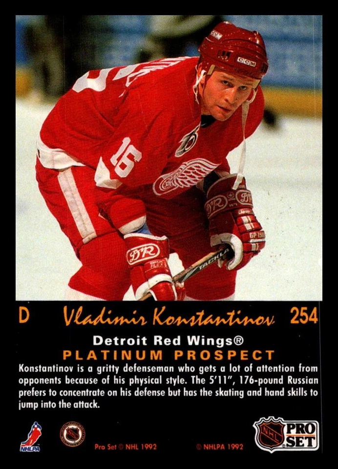 1991-92 Pro Set Platinum #254 Vladimir Konstantinov - Image 2 of 2