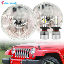 Chrome Pair 7 Inch Led Headlight For Jeep Wrangler Lj Tj Cj Jk With H49003 Bulb