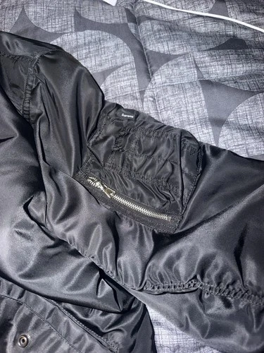 Supreme MA-1 Bomber Jacket Black Nylon Full Zip Lined Logo Men's Size M image 6