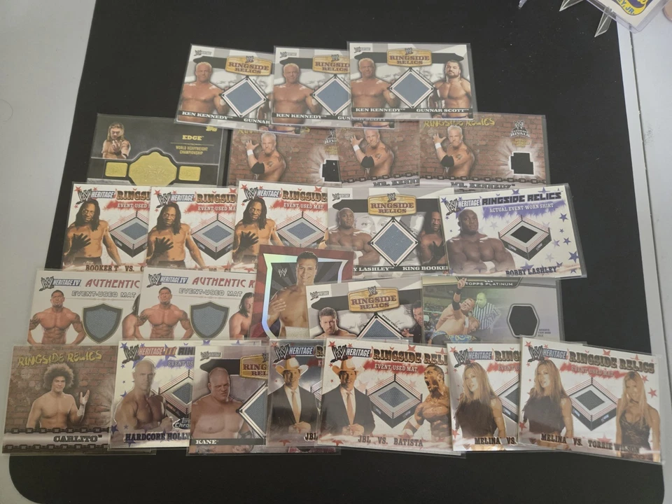 Lote de reliquias de estera WWE - 24 cartas - Batista, Kane, Umaga, Booker T, Christian,... Foto 2 de 2