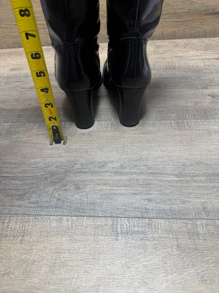 Botas sobre la rodilla de cuero negras Enzo Angiolini para mujer talla 8,5 Foto 4 de 4
